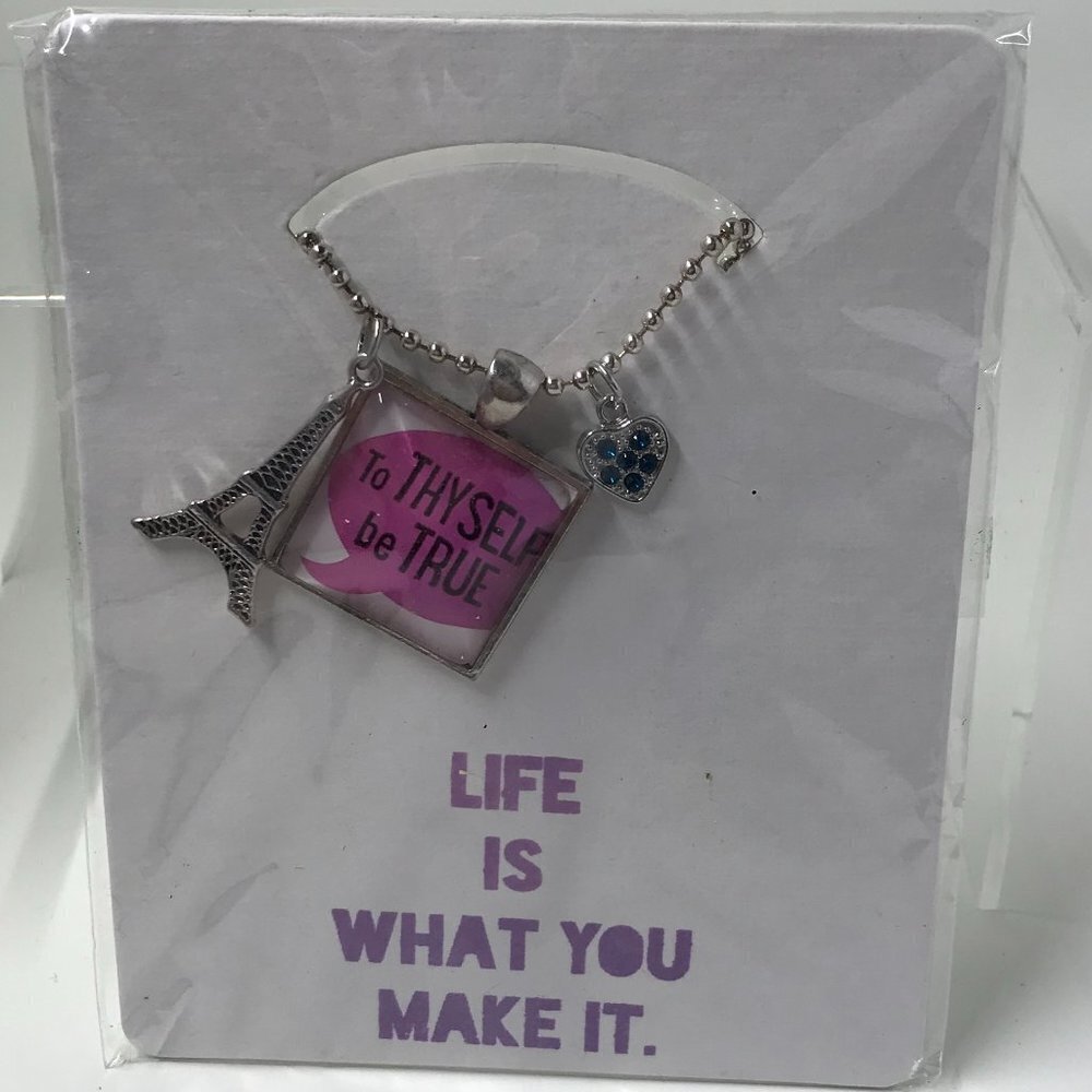 NEW Pendent Necklace with 2 charms and a 24 inch chain.  To Thyself be true
